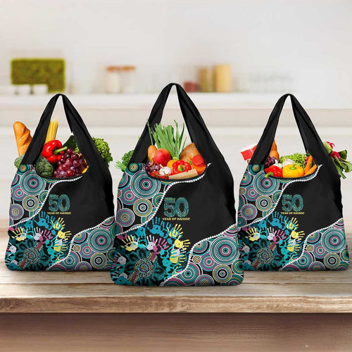 Honouring 50 Year Of NAIDOC Grocery Bag Honouring The Next Generation Pastel Aboriginal Art
