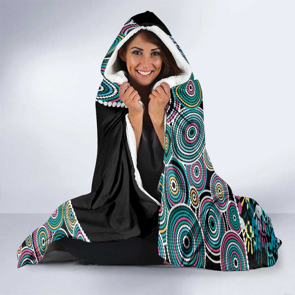 Honouring 50 Year Of NAIDOC Hooded Blanket Honouring The Next Generation Pastel Aboriginal Art