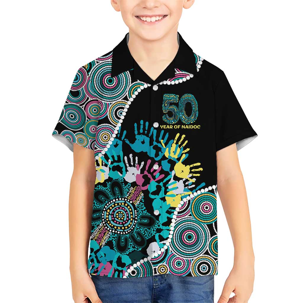 Honouring 50 Year Of NAIDOC Kid Hawaiian Shirt Honouring The Next Generation Pastel Aboriginal Art