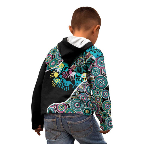 Honouring 50 Year Of NAIDOC Kid Hoodie Honouring The Next Generation Pastel Aboriginal Art