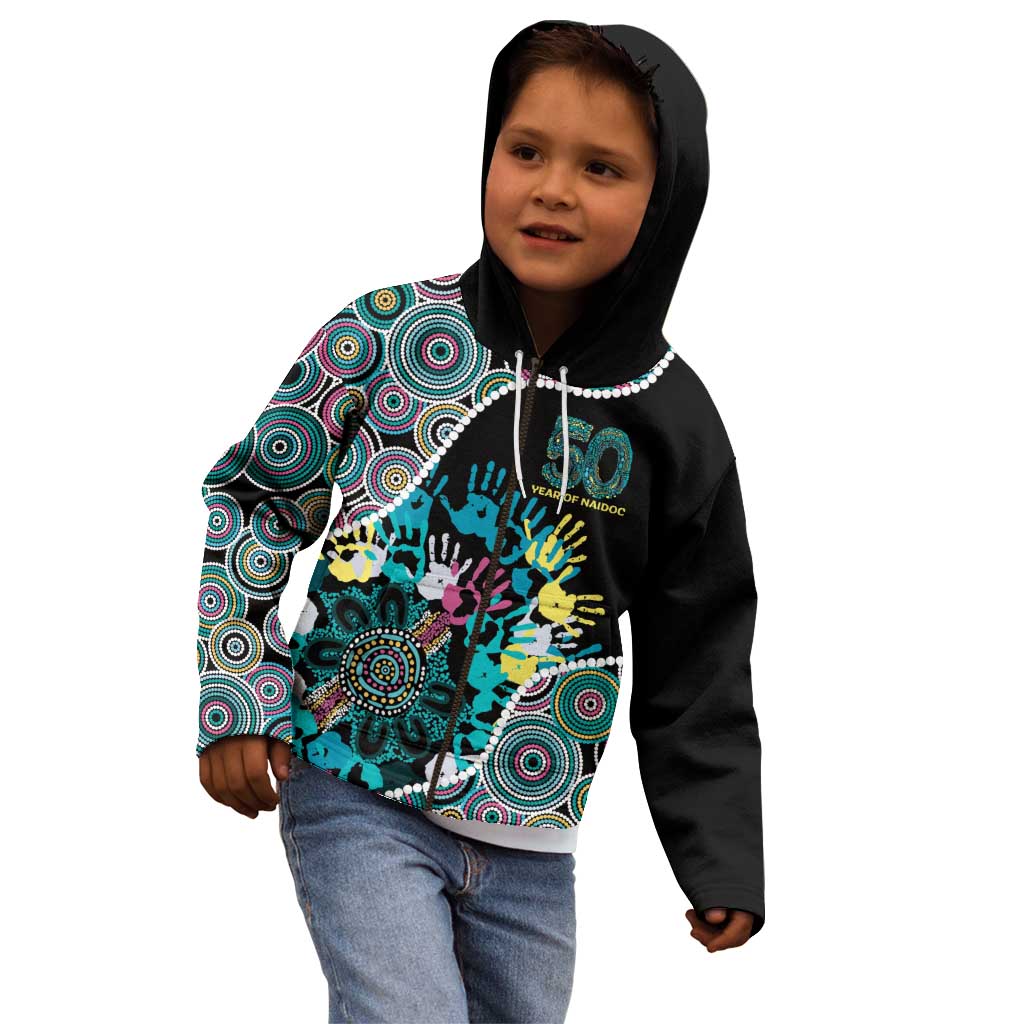 Honouring 50 Year Of NAIDOC Kid Hoodie Honouring The Next Generation Pastel Aboriginal Art