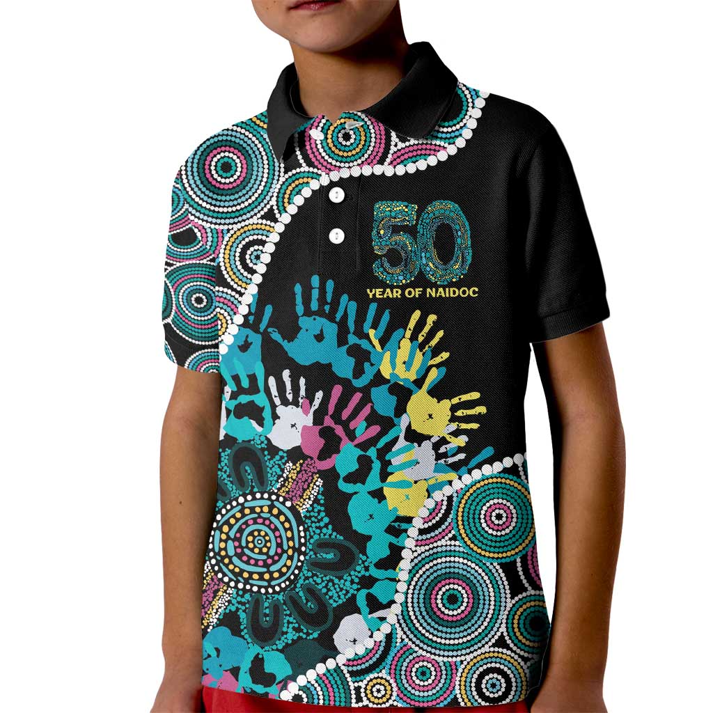 Honouring 50 Year Of NAIDOC Kid Polo Shirt Honouring The Next Generation Pastel Aboriginal Art
