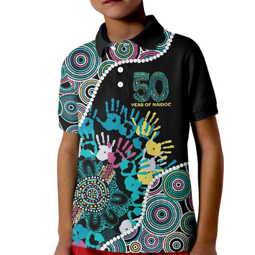 Honouring 50 Year Of NAIDOC Kid Polo Shirt Honouring The Next Generation Pastel Aboriginal Art