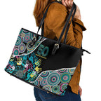 Honouring 50 Year Of NAIDOC Leather Tote Bag Honouring The Next Generation Pastel Aboriginal Art