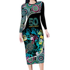 Honouring 50 Year Of NAIDOC Long Sleeve Bodycon Dress Honouring The Next Generation Pastel Aboriginal Art
