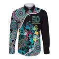 Honouring 50 Year Of NAIDOC Long Sleeve Button Shirt Honouring The Next Generation Pastel Aboriginal Art