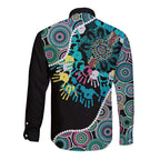 Honouring 50 Year Of NAIDOC Long Sleeve Button Shirt Honouring The Next Generation Pastel Aboriginal Art