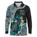 Honouring 50 Year Of NAIDOC Long Sleeve Polo Shirt Honouring The Next Generation Pastel Aboriginal Art