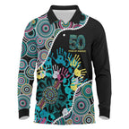 Honouring 50 Year Of NAIDOC Long Sleeve Polo Shirt Honouring The Next Generation Pastel Aboriginal Art