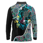 Honouring 50 Year Of NAIDOC Long Sleeve Polo Shirt Honouring The Next Generation Pastel Aboriginal Art