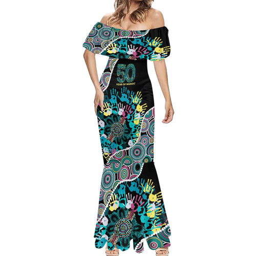 Honouring 50 Year Of NAIDOC Mermaid Dress Honouring The Next Generation Pastel Aboriginal Art