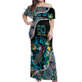 Honouring 50 Year Of NAIDOC Off Shoulder Maxi Dress Honouring The Next Generation Pastel Aboriginal Art