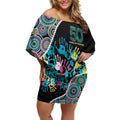 Honouring 50 Year Of NAIDOC Off Shoulder Short Dress Honouring The Next Generation Pastel Aboriginal Art