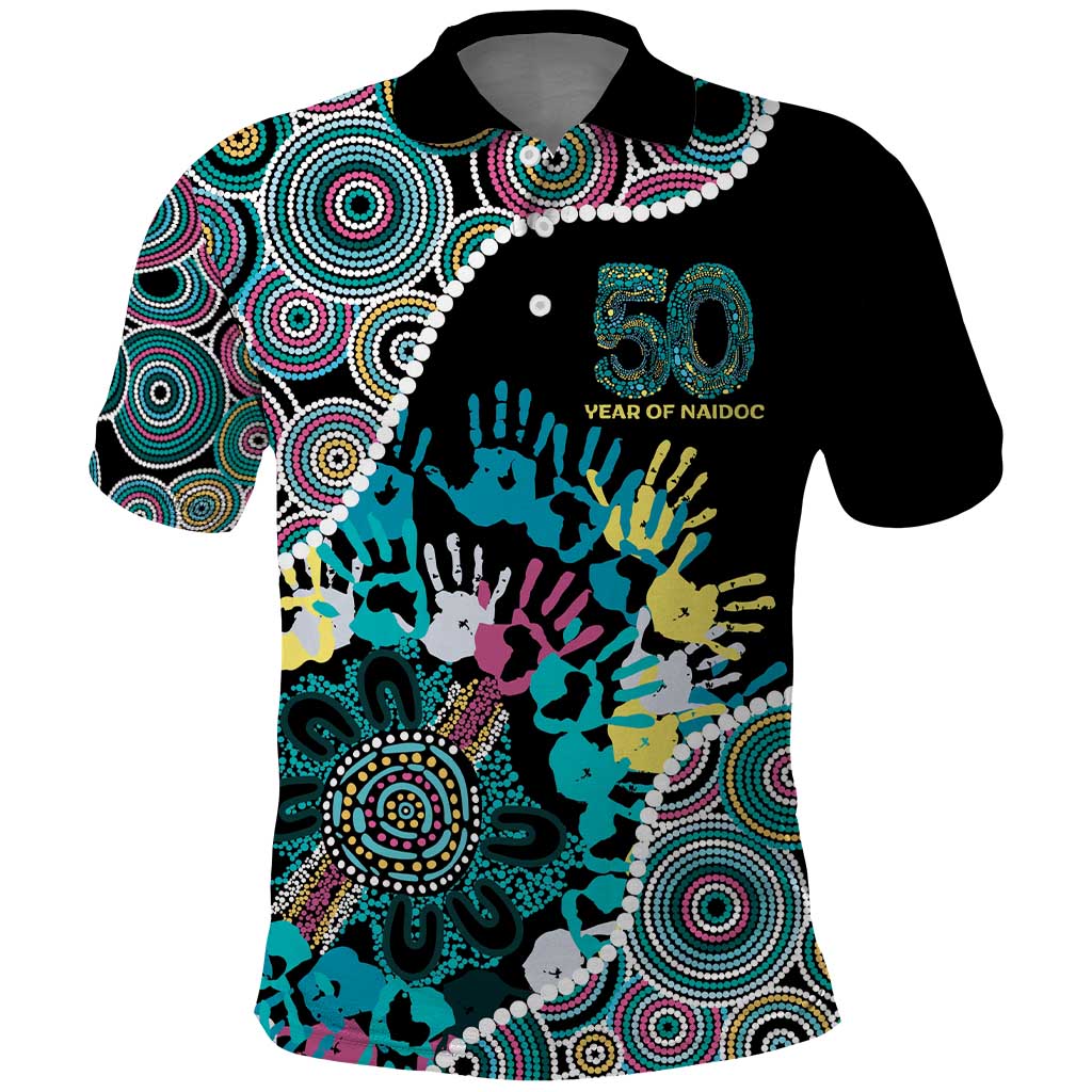 Honouring 50 Year Of NAIDOC Polo Shirt Honouring The Next Generation Pastel Aboriginal Art