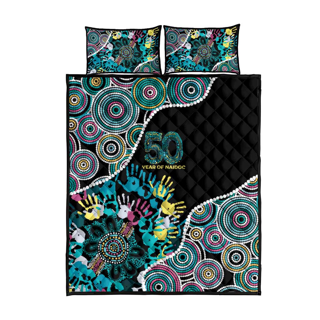 Honouring 50 Year Of NAIDOC Quilt Bed Set Honouring The Next Generation Pastel Aboriginal Art