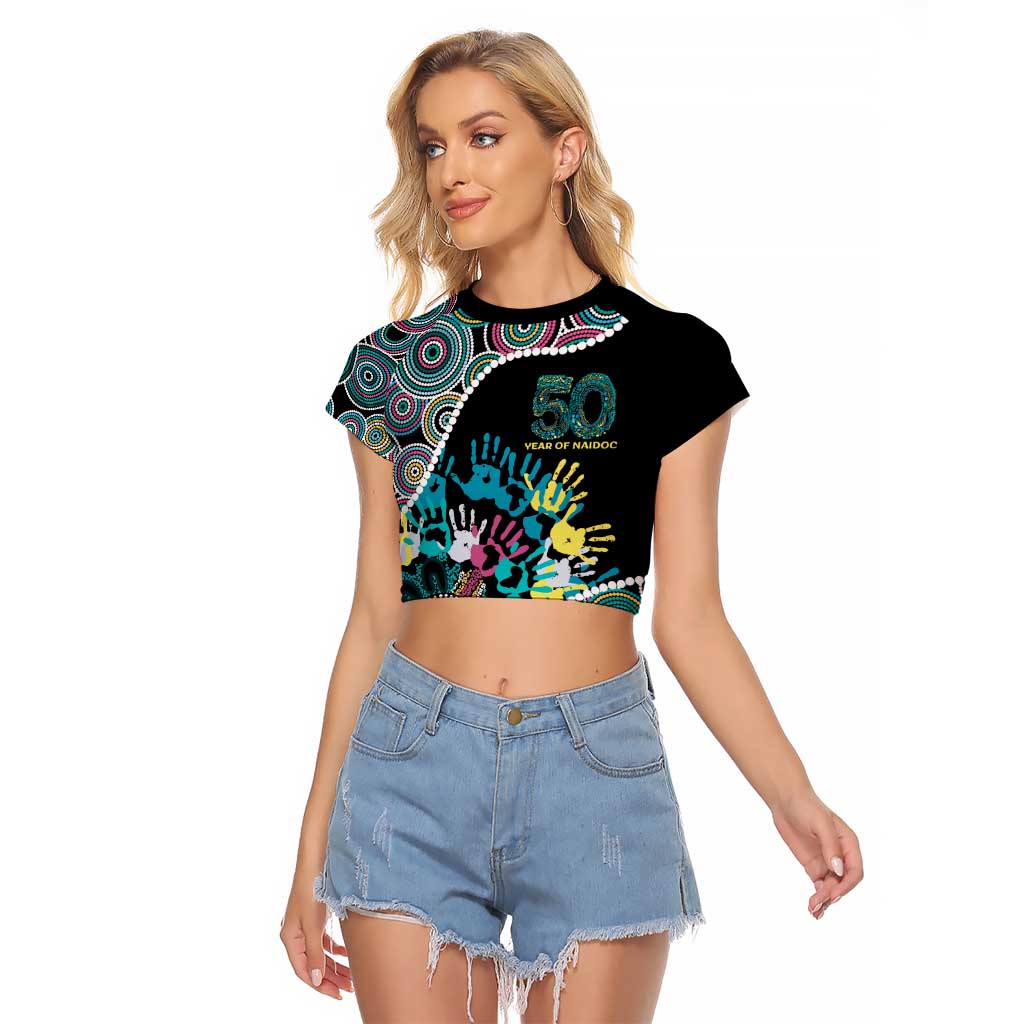 Honouring 50 Year Of NAIDOC Raglan Cropped T Shirt Honouring The Next Generation Pastel Aboriginal Art