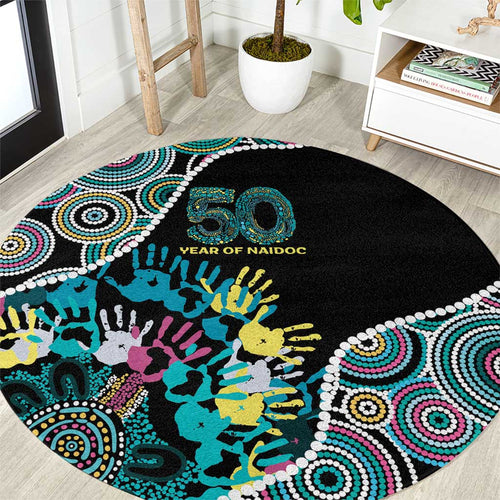 Honouring 50 Year Of NAIDOC Round Carpet Honouring The Next Generation Pastel Aboriginal Art
