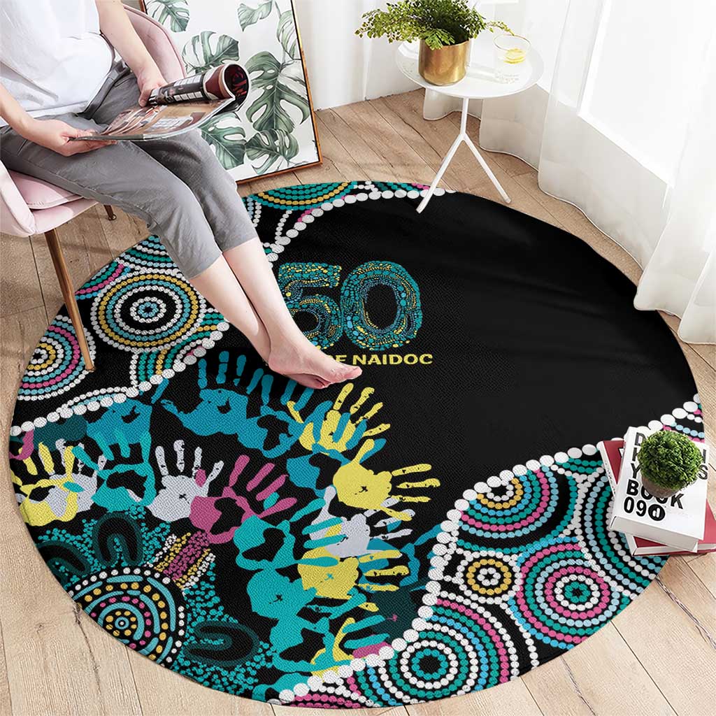 Honouring 50 Year Of NAIDOC Round Carpet Honouring The Next Generation Pastel Aboriginal Art