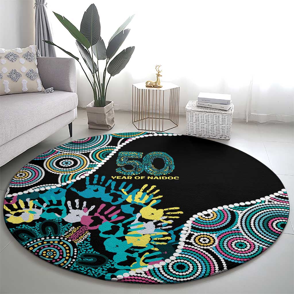 Honouring 50 Year Of NAIDOC Round Carpet Honouring The Next Generation Pastel Aboriginal Art