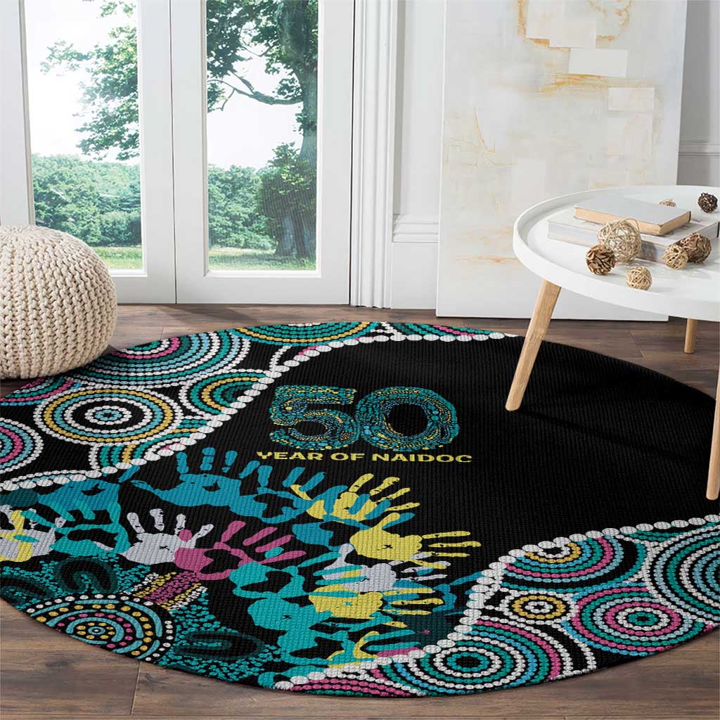 Honouring 50 Year Of NAIDOC Round Carpet Honouring The Next Generation Pastel Aboriginal Art