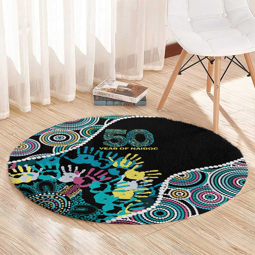 Honouring 50 Year Of NAIDOC Round Carpet Honouring The Next Generation Pastel Aboriginal Art