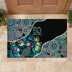 Honouring 50 Year Of NAIDOC Rubber Doormat Honouring The Next Generation Pastel Aboriginal Art