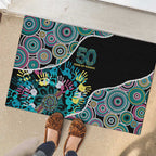 Honouring 50 Year Of NAIDOC Rubber Doormat Honouring The Next Generation Pastel Aboriginal Art