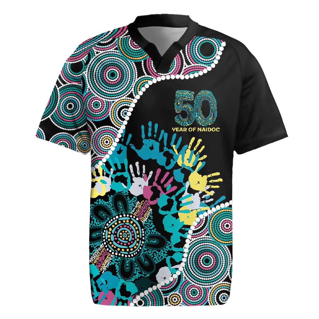 Honouring 50 Year Of NAIDOC Rugby Jersey Honouring The Next Generation Pastel Aboriginal Art