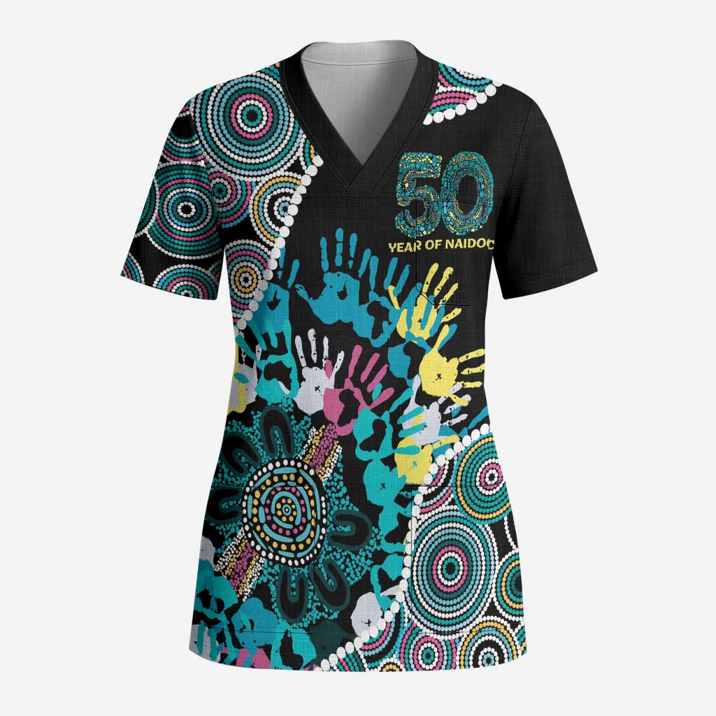 Honouring 50 Year Of NAIDOC Scrub Top Honouring The Next Generation Pastel Aboriginal Art - Aussie Hoodie