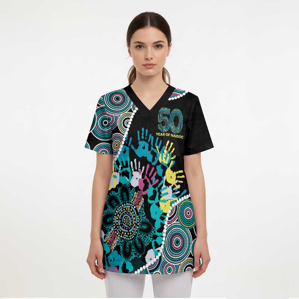 Honouring 50 Year Of NAIDOC Scrub Top Honouring The Next Generation Pastel Aboriginal Art - Aussie Hoodie