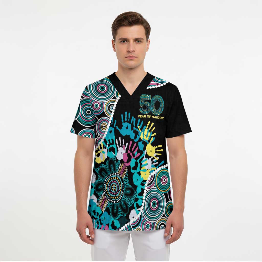Honouring 50 Year Of NAIDOC Scrub Top Honouring The Next Generation Pastel Aboriginal Art - Aussie Hoodie