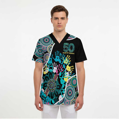 Honouring 50 Year Of NAIDOC Scrub Top Honouring The Next Generation Pastel Aboriginal Art - Aussie Hoodie