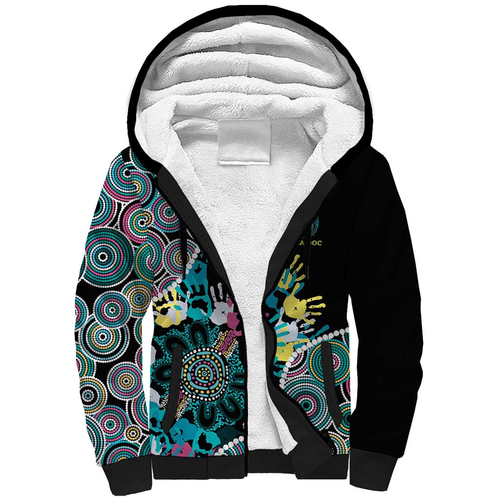 Honouring 50 Year Of NAIDOC Sherpa Hoodie Honouring The Next Generation Pastel Aboriginal Art