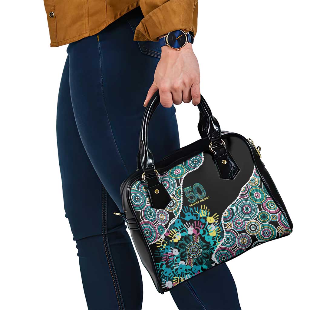 Honouring 50 Year Of NAIDOC Shoulder Handbag Honouring The Next Generation Pastel Aboriginal Art