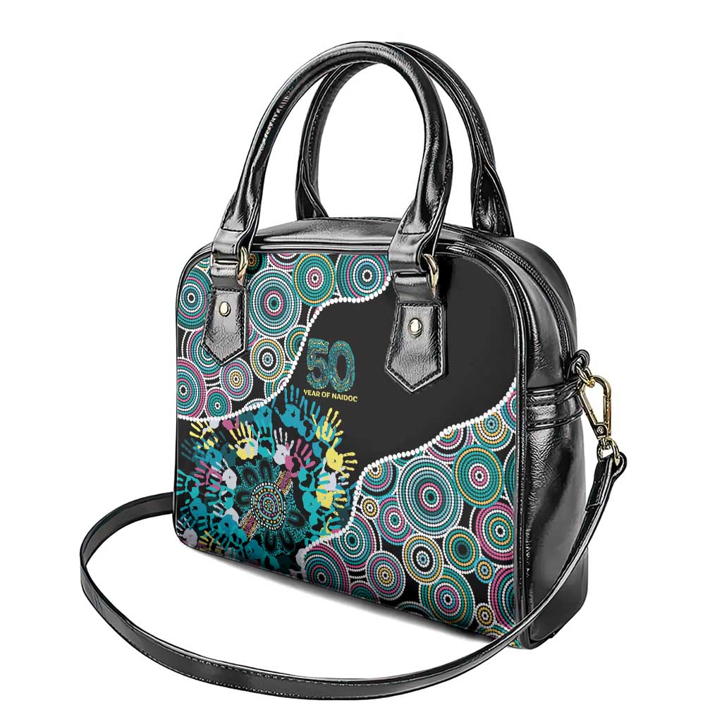 Honouring 50 Year Of NAIDOC Shoulder Handbag Honouring The Next Generation Pastel Aboriginal Art