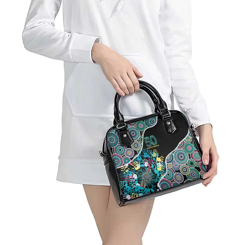 Honouring 50 Year Of NAIDOC Shoulder Handbag Honouring The Next Generation Pastel Aboriginal Art