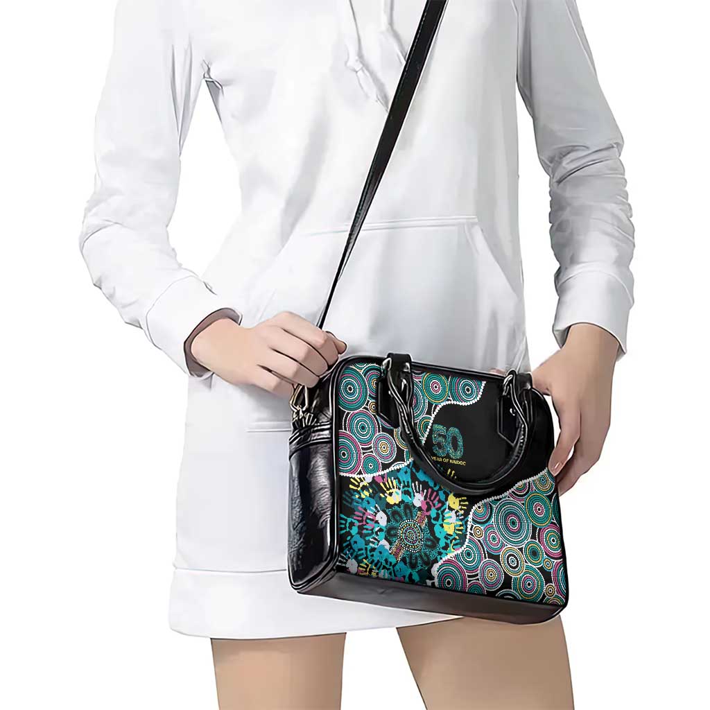 Honouring 50 Year Of NAIDOC Shoulder Handbag Honouring The Next Generation Pastel Aboriginal Art