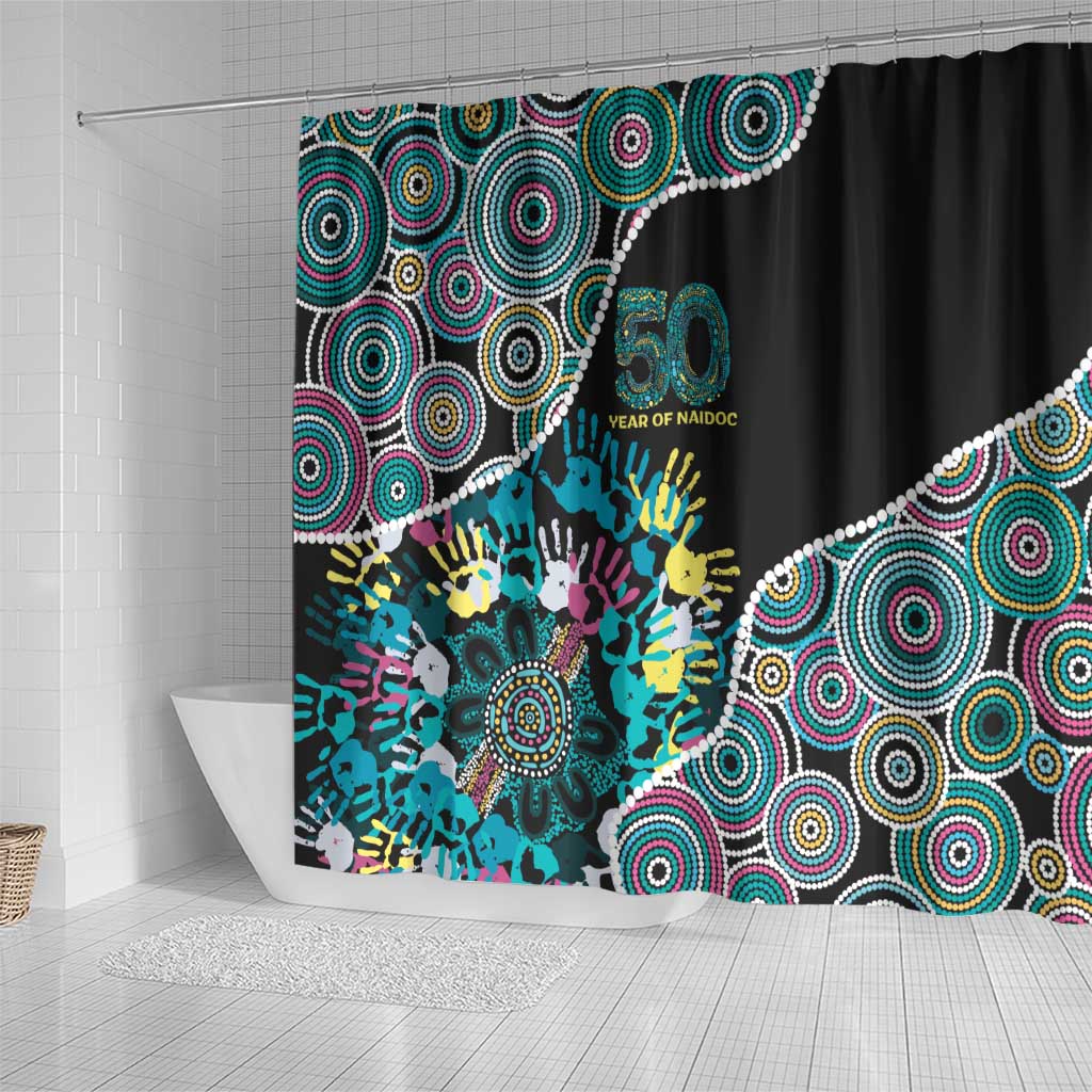 Honouring 50 Year Of NAIDOC Shower Curtain Honouring The Next Generation Pastel Aboriginal Art