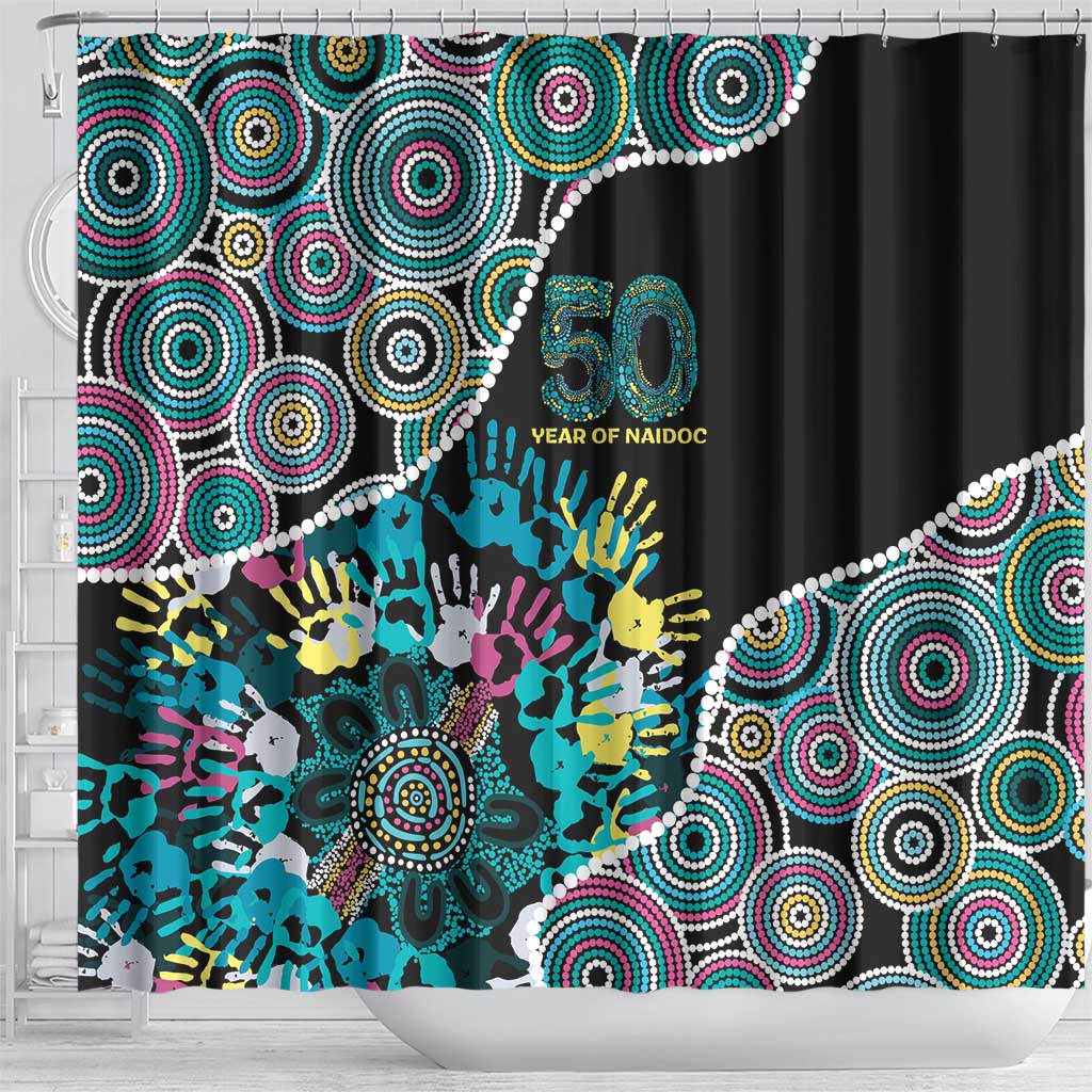 Honouring 50 Year Of NAIDOC Shower Curtain Honouring The Next Generation Pastel Aboriginal Art