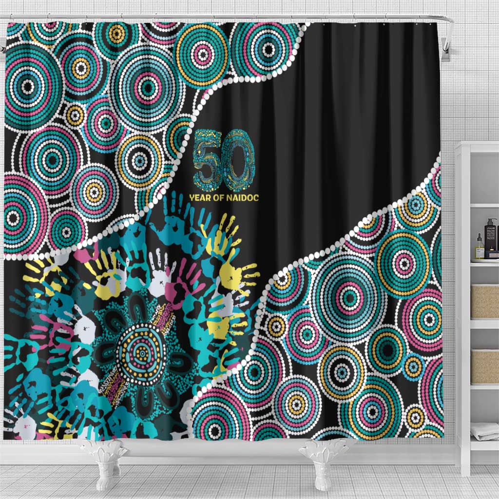 Honouring 50 Year Of NAIDOC Shower Curtain Honouring The Next Generation Pastel Aboriginal Art