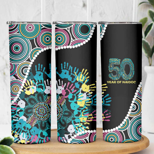 Honouring 50 Year Of NAIDOC Skinny Tumbler Honouring The Next Generation Pastel Aboriginal Art