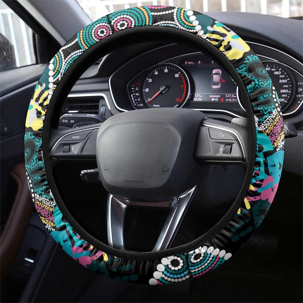 Honouring 50 Year Of NAIDOC Steering Wheel Cover Honouring The Next Generation Pastel Aboriginal Art