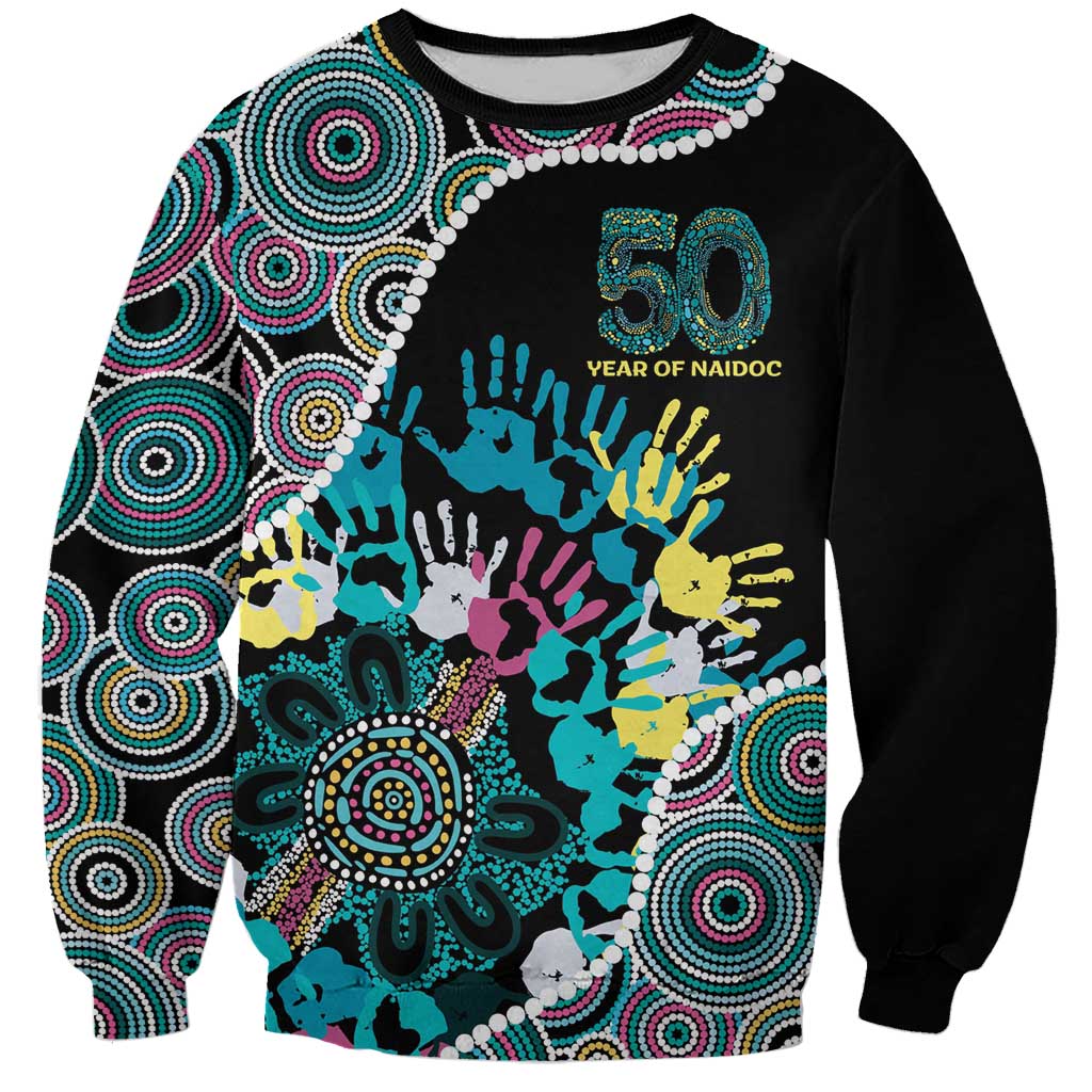 Honouring 50 Year Of NAIDOC Sweatshirt Honouring The Next Generation Pastel Aboriginal Art