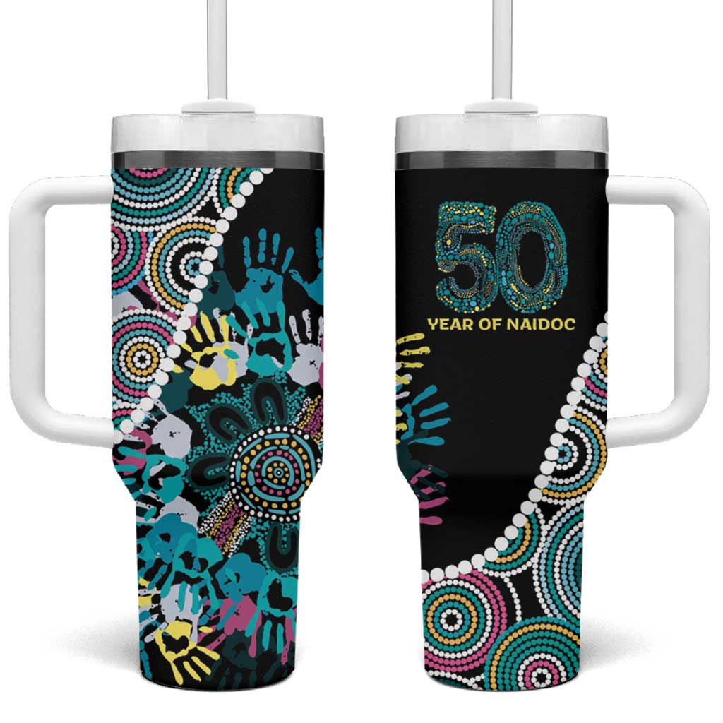 Honouring 50 Year Of NAIDOC Tumbler With Handle Honouring The Next Generation Pastel Aboriginal Art