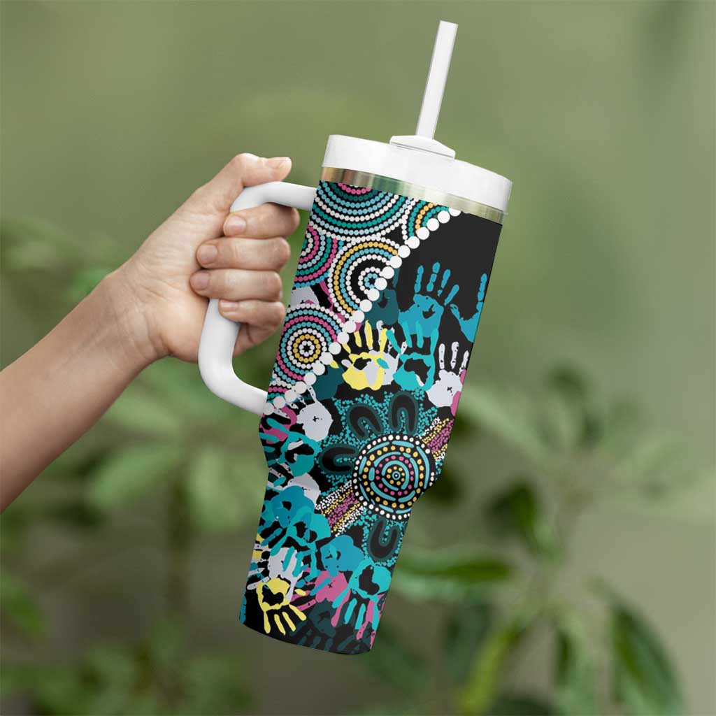 Honouring 50 Year Of NAIDOC Tumbler With Handle Honouring The Next Generation Pastel Aboriginal Art