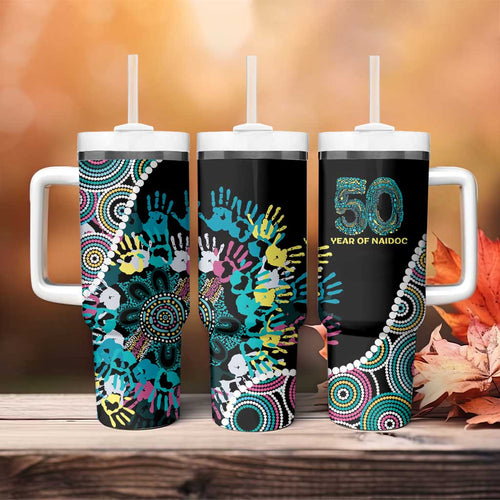 Honouring 50 Year Of NAIDOC Tumbler With Handle Honouring The Next Generation Pastel Aboriginal Art