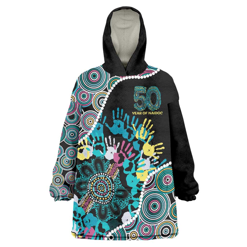 Honouring 50 Year Of NAIDOC Wearable Blanket Hoodie Honouring The Next Generation Pastel Aboriginal Art