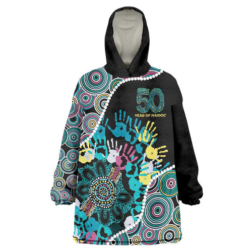 Honouring 50 Year Of NAIDOC Wearable Blanket Hoodie Honouring The Next Generation Pastel Aboriginal Art