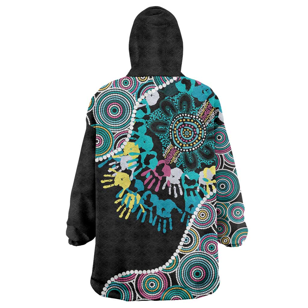 Honouring 50 Year Of NAIDOC Wearable Blanket Hoodie Honouring The Next Generation Pastel Aboriginal Art