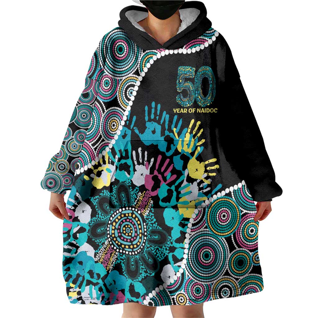 Honouring 50 Year Of NAIDOC Wearable Blanket Hoodie Honouring The Next Generation Pastel Aboriginal Art